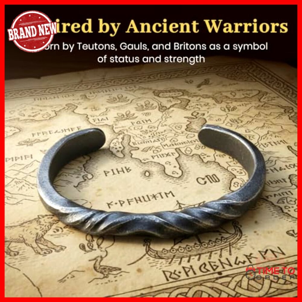 Handcrafted Iron Cuff Bracelet, Viking Style, LARP Cosplay Accessory, Medium - Picture 6 of 7